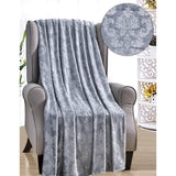 Plazatex Versailles Embossed Decorative Super Soft Throw Blanket for Sleep/Decor 2 Pack 50" x 60" Grey