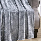 Plazatex Versailles Embossed Decorative Super Soft Throw Blanket for Sleep/Decor 2 Pack 50" x 60" Grey