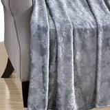 Plazatex Versailles Embossed Decorative Super Soft Throw Blanket for Sleep/Decor 2 Pack 50" x 60" Grey