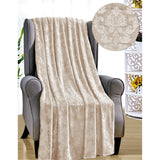 Plazatex Versailles Embossed Decorative Super Soft Throw Blanket for Sleep/Decor 2 Pack 50" x 60" Taupe
