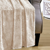 Plazatex Versailles Embossed Decorative Super Soft Throw Blanket for Sleep/Decor 2 Pack 50" x 60" Taupe