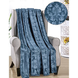 Plazatex Versailles Embossed Decorative Super Soft Throw Blanket for Sleep/Decor 2 Pack 50" x 60" Oxford Blue