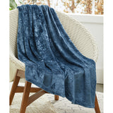 Plazatex Versailles Embossed Decorative Super Soft Throw Blanket for Sleep/Decor 2 Pack 50" x 60" Oxford Blue