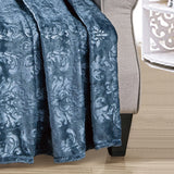 Plazatex Versailles Embossed Decorative Super Soft Throw Blanket for Sleep/Decor 2 Pack 50" x 60" Oxford Blue