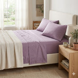 Embossed 1800 Series Wrinkle Resistant Soft Stripe Bed Sheet Set Ocean Blue by Plazatex