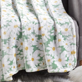 Plazatex 100% Polyester Delightful Daisies Floral Oversized Throw Blanket 60" x 70" White