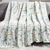 Plazatex 100% Polyester Delightful Daisies Floral Oversized Throw Blanket 60" x 70" White