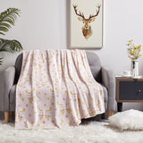Plazatex 100% Polyester Butterfly Garden Lightweight Oversized Throw Blanket 60" x 70" White