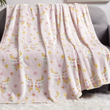 Plazatex 100% Polyester Butterfly Garden Lightweight Oversized Throw Blanket 60" x 70" White