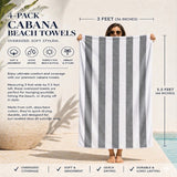 Plazatex Terry Cabana 80% Cotton 20% Polyester Oversized 4 Pack Beach Bath Towel 36" x 66"