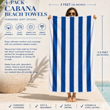 Plazatex Terry Cabana 80% Cotton 20% Polyester Oversized 4 Pack Beach Bath Towel 36" x 66"