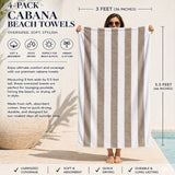 Plazatex Terry Cabana 80% Cotton 20% Polyester Oversized 4 Pack Beach Bath Towel 36" x 66"