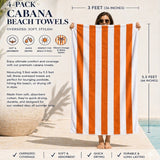 Plazatex Terry Cabana 80% Cotton 20% Polyester Oversized 4 Pack Beach Bath Towel 36" x 66"