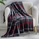 Plazatex Midnight Plaid 100% Polyester Lightweight Reversible Throw Blanket 50" x 60" Red Black