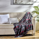 Plazatex Midnight Plaid 100% Polyester Lightweight Reversible Throw Blanket 50" x 60" Red Black