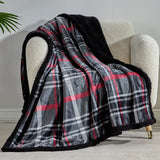 Plazatex Midnight Plaid 100% Polyester Reversible Throw Blanket 50" x 60" Red Black