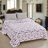 Plazatex 100% Polyester Luxurious Ultra Soft Lightweight Rose Butterfly Printed Bed Blanket 102" x 90" White/Purple