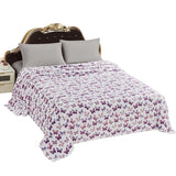 Plazatex 100% Polyester Luxurious Ultra Soft Lightweight Rose Butterfly Printed Bed Blanket 102" x 90" White/Purple