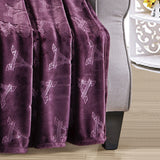 Plazatex Eiffel Tower Embossed Decorative Super Soft Throw Blanket for Sleep/Decor 2 Pack 50" x 60" Plum