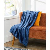 Plazatex Eiffel Tower Embossed Decorative Super Soft Throw Blanket for Sleep/Decor 2 Pack 50" x 60" Oxford Blue