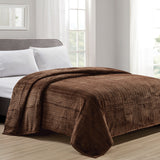 Plazatex 100% Polyester Chevron Braided Ultra Soft plush Throw Blanket Queen Chocolate