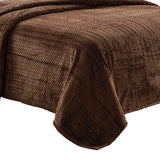 Plazatex 100% Polyester Chevron Braided Ultra Soft plush Throw Blanket Queen Chocolate