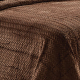 Plazatex 100% Polyester Chevron Braided Ultra Soft plush Throw Blanket Queen Chocolate