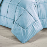 Plazatex Embossed Dobby Stripe 8 Pieces Comforter Bed In A Bag Set Lt. Blue