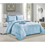 Plazatex Embossed Dobby Stripe 8 Pieces Comforter Bed In A Bag Set Lt. Blue