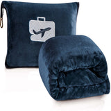 Plazatex 100% Polyester Comfort Fly Travel Wrinkle Resistant Pillow & Blanket Set 40" x 70" Navy