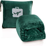 Plazatex 100% Polyester Comfort Fly Travel Wrinkle Resistant Pillow & Blanket Set 40" x 70" Green