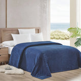 Plazatex Striata Lined Oversized All Season 100% Polyester Blanket Navy