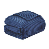 Plazatex Striata Lined Oversized All Season 100% Polyester Blanket Navy