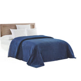 Plazatex Striata Lined Oversized All Season 100% Polyester Blanket Navy