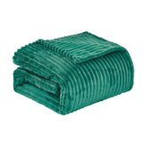 Plazatex Striata Lined Oversized All Season 100% Polyester Blanket Queen Teal