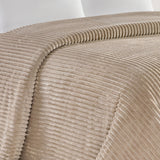 Plazatex Striata Lined Oversized All Season 100% Polyester Blanket Queen Taupe