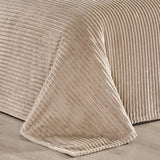 Plazatex Striata Lined Oversized All Season 100% Polyester Blanket Queen Taupe