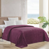 Plazatex Striata Lined Oversized All Season 100% Polyester Blanket Queen Plum