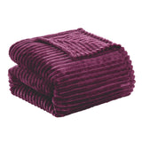 Plazatex Striata Lined Oversized All Season 100% Polyester Blanket Queen Plum