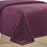 Plazatex Striata Lined Oversized All Season 100% Polyester Blanket Queen Plum