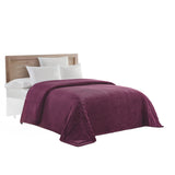 Plazatex Striata Lined Oversized All Season 100% Polyester Blanket Queen Plum