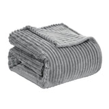 Plazatex Striata Lined Oversized All Season 100% Polyester Blanket Queen Grey