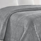 Plazatex Striata Lined Oversized All Season 100% Polyester Blanket Queen Grey