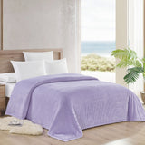 Plazatex Striata Lined Oversized All Season 100% Polyester Blanket Queen Lilac