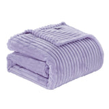 Plazatex Striata Lined Oversized All Season 100% Polyester Blanket Queen Lilac