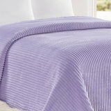Plazatex Striata Lined Oversized All Season 100% Polyester Blanket Queen Lilac