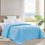 Plazatex Striata Lined Oversized All Season 100% Polyester Blanket Queen Light Blue