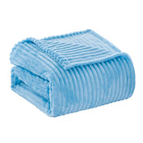 Plazatex Striata Lined Oversized All Season 100% Polyester Blanket Queen Light Blue