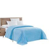 Plazatex Striata Lined Oversized All Season 100% Polyester Blanket Queen Light Blue