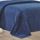 Plazatex Striata Lined Oversized All Season 100% Polyester Blanket Navy